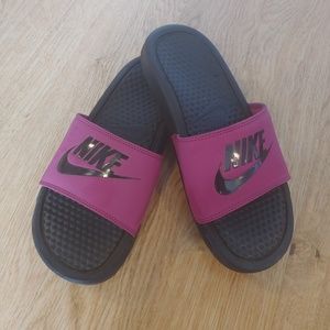 Fuschia Nike Slides